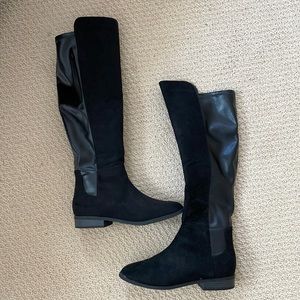 Black suede and leather time and tru tall boot size 8.5